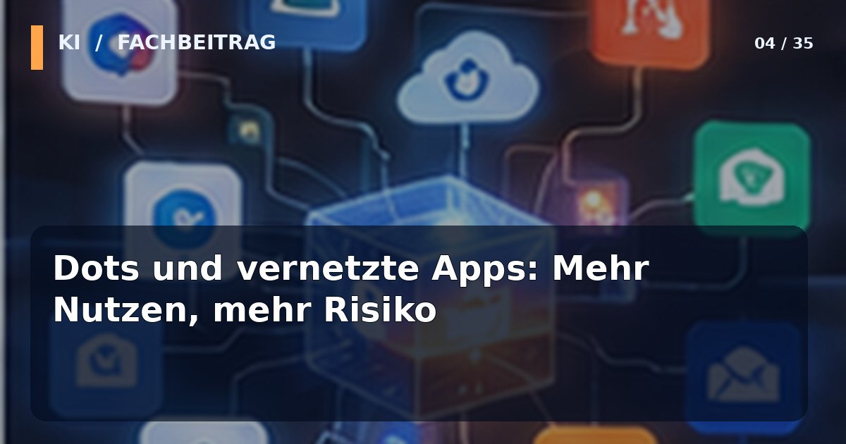 Editoriales KI-Technologiemotiv zum Thema Dots und vernetzte Apps: Mehr Nutzen, mehr Risiko